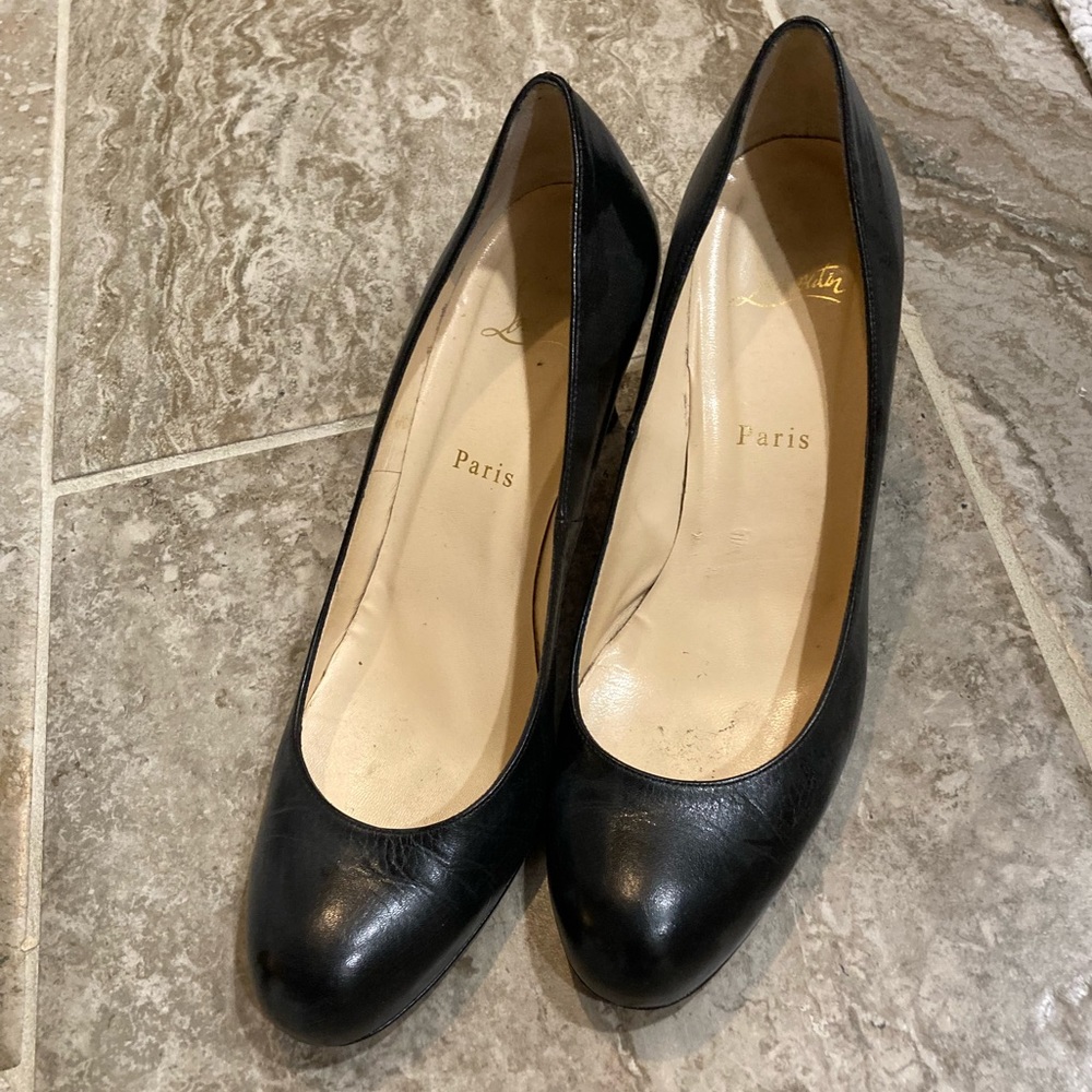 Classic Christian Louboutin Black Leather Pumps